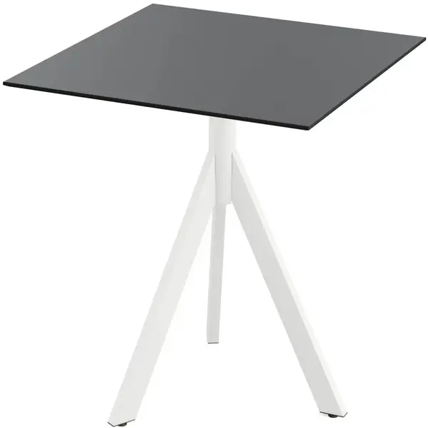 Inklapbare Tafel | INFINITY | HPL/RVS | Zwart Blad | Wit Frame | In-/Outdoor | 700x700x740(h)mm