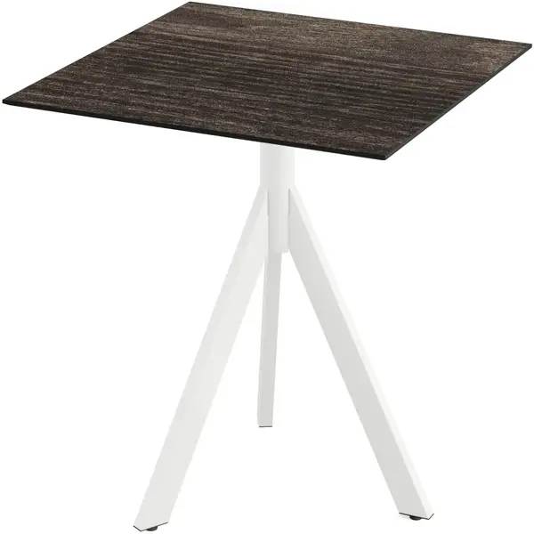 Inklapbare Tafel | INFINITY | HPL/RVS | Houtlook Blad | Wit Frame | In-/Outdoor | 700x700x740(h)mm