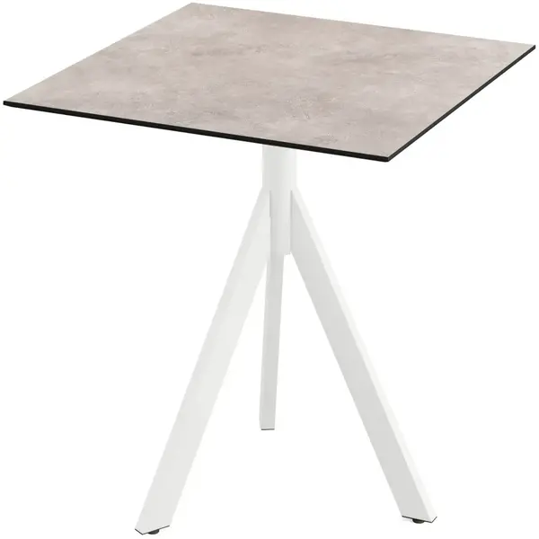 Inklapbare Tafel | INFINITY | HPL/RVS | Steenlook Blad | Wit Frame | In-/Outdoor | 700x700x740(h)mm