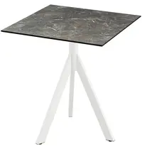 VEBA Inklapbare Tafel | INFINITY | HPL/RVS | Marmerlook Blad | Wit Frame | In-/Outdoor | 700x700x740(h)mm