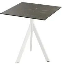 VEBA Inklapbare Tafel | INFINITY | HPL/RVS | Marmerlook Blad | Wit Frame | In-/Outdoor | 700x700x740(h)mm