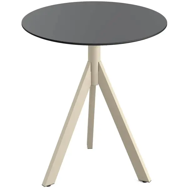 Inklapbare Tafel | INFINITY | HPL/RVS | Zwart Blad | Zandkleurig Frame | In-/Outdoor | Ø700x740(h)mm