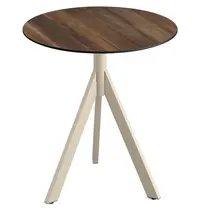 VEBA Inklapbare Tafel | INFINITY | HPL/RVS | Houtlook Blad | Zandkleurig Frame | In-/Outdoor | Ø700x740(h)mm