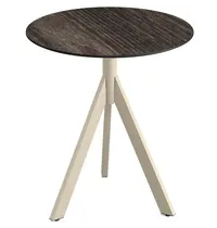 VEBA Inklapbare Tafel | INFINITY | HPL/RVS | Houtlook Blad | Zandkleurig Frame | In-/Outdoor | Ø700x740(h)mm