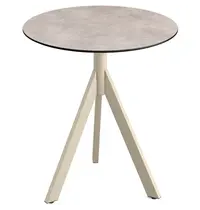 VEBA Inklapbare Tafel | INFINITY | HPL/RVS | Steenlook Blad | Zandkleurig Frame | In-/Outdoor | Ø700x740(h)mm