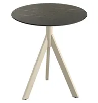 VEBA Inklapbare Tafel | INFINITY | HPL/RVS | Marmerlook Blad | Zandkleurig Frame | In-/Outdoor | Ø700x740(h)mm