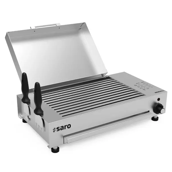 Semi-Professionele Bak-/Grillplaat | Gegroefd Oppervlak (RVS) | 80°C/320°C | 2.2kW (400V) | 540x350x180(h)mm