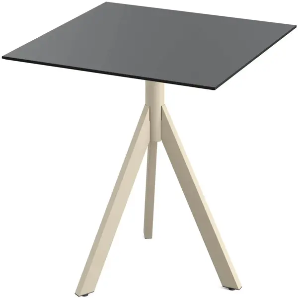 Inklapbare Tafel | INFINITY | HPL/RVS | Zwart Blad | Zandkleurig Frame | In-/Outdoor | 700x700x740(h)mm