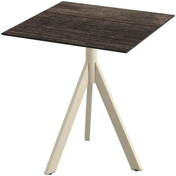 Inklapbare Tafel | INFINITY | HPL/RVS | Houtlook Blad | Zandkleurig Frame | In-/Outdoor | 700x700x740(h)mm