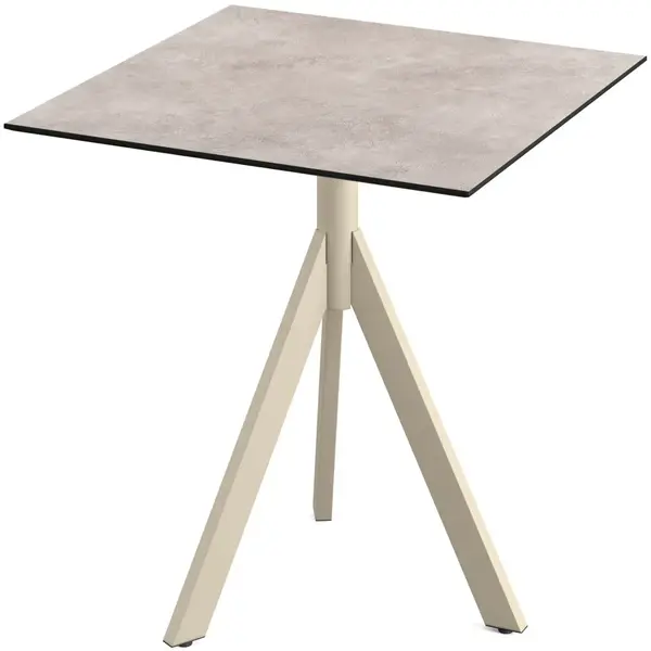Inklapbare Tafel | INFINITY | HPL/RVS | Steenlook Blad | Zandkleurig Frame | In-/Outdoor | 700x700x740(h)mm