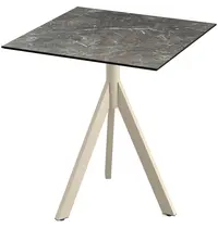 VEBA Inklapbare Tafel | INFINITY | HPL/RVS | Marmerlook Blad | Zandkleurig Frame | In-/Outdoor | 700x700x740(h)mm