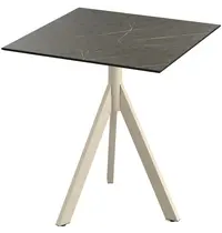 VEBA Inklapbare Tafel | INFINITY | HPL/RVS | Marmerlook Blad | Zandkleurig Frame | In-/Outdoor | 700x700x740(h)mm