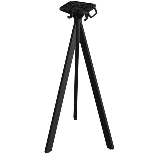 Inklapbare Statafel | INFINITY | HPL/RVS | Houtlook Blad | Zwart Frame | In-/Outdoor | Ø700x1100(h)mm