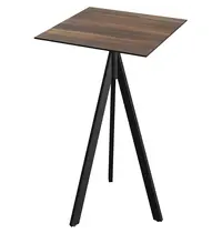 VEBA Inklapbare Statafel | INFINITY | HPL/RVS | Houtlook Blad | Zwart Frame | In-/Outdoor | 700x700x1100(h)mm