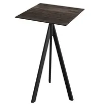 VEBA Inklapbare Statafel | INFINITY | HPL/RVS | Houtlook Blad | Zwart Frame | In-/Outdoor | 700x700x1100(h)mm