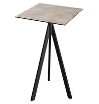 VEBA Inklapbare Statafel | INFINITY | HPL/RVS | Steenlook Blad | Zwart Frame | In-/Outdoor | 700x700x1100(h)mm