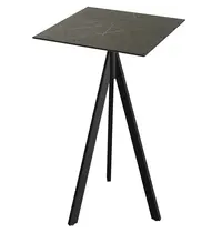 VEBA Inklapbare Statafel | INFINITY | HPL/RVS | Marmerlook Blad | Zwart Frame | In-/Outdoor | 700x700x1100(h)mm