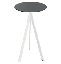 VEBA Inklapbare Statafel | INFINITY | HPL/RVS | Zwart Blad | Wit Frame | In-/Outdoor | Ø700x1100(h)mm