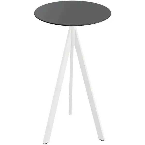 Inklapbare Statafel | INFINITY | HPL/RVS | Zwart Blad | Wit Frame | In-/Outdoor | Ø700x1100(h)mm