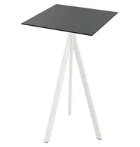 VEBA Inklapbare Statafel | INFINITY | HPL/RVS | Zwart Blad | Wit Frame | In-/Outdoor | 700x700x1100(h)mm