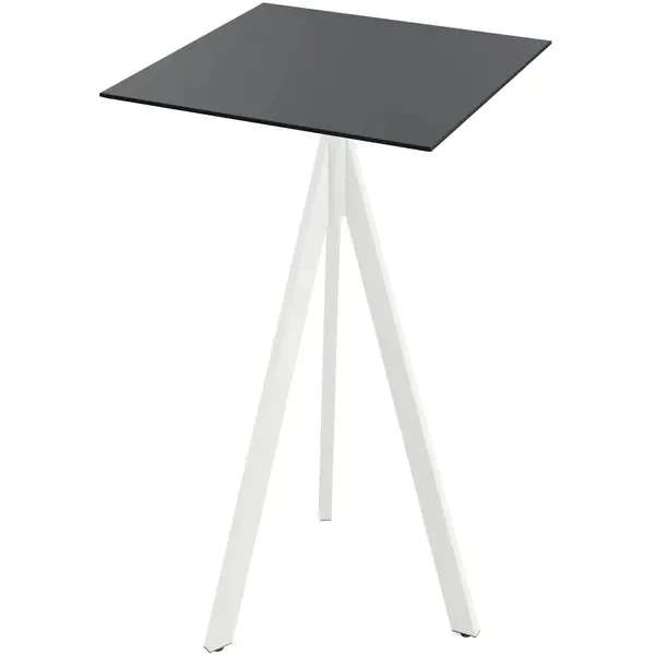 Inklapbare Statafel | INFINITY | HPL/RVS | Zwart Blad | Wit Frame | In-/Outdoor | 700x700x1100(h)mm
