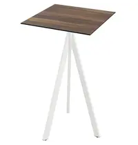 VEBA Inklapbare Statafel | INFINITY | HPL/RVS | Houtlook Blad | Wit Frame | In-/Outdoor | 700x700x1100(h)mm
