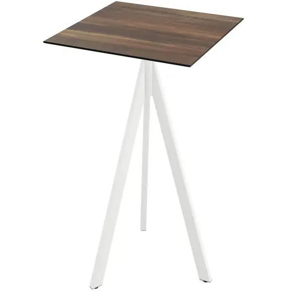 Inklapbare Statafel | INFINITY | HPL/RVS | Houtlook Blad | Wit Frame | In-/Outdoor | 700x700x1100(h)mm