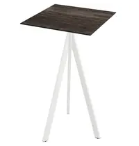 VEBA Inklapbare Statafel | INFINITY | HPL/RVS | Houtlook Blad | Wit Frame | In-/Outdoor | 700x700x1100(h)mm