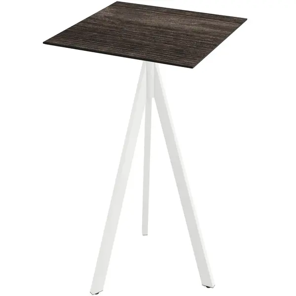 Inklapbare Statafel | INFINITY | HPL/RVS | Houtlook Blad | Wit Frame | In-/Outdoor | 700x700x1100(h)mm