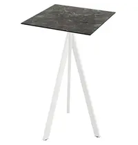 VEBA Inklapbare Statafel | INFINITY | HPL/RVS | Marmerlook Blad | Wit Frame | In-/Outdoor | 700x700x1100(h)mm