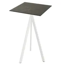 VEBA Inklapbare Statafel | INFINITY | HPL/RVS | Marmerlook Blad | Wit Frame | In-/Outdoor | 700x700x1100(h)mm