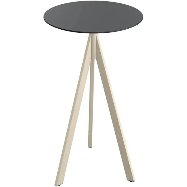 Inklapbare Statafel | INFINITY | HPL/RVS | Zwart Blad | Zandkleurig Frame | In-/Outdoor | Ø700x1100(h)mm