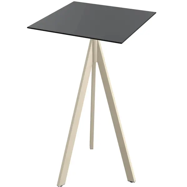 Inklapbare Statafel | INFINITY | HPL/RVS | Zwart Blad | Zandkleurig Frame | In-/Outdoor | 700x700x1100(h)mm