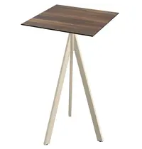 VEBA Inklapbare Statafel | INFINITY | HPL/RVS | Houtlook Blad | Zandkleurig Frame | In-/Outdoor | 700x700x1100(h)mm