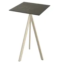 VEBA Inklapbare Statafel | INFINITY | HPL/RVS | Marmerlook Blad | Zandkleurig Frame | In-/Outdoor | 700x700x1100(h)mm