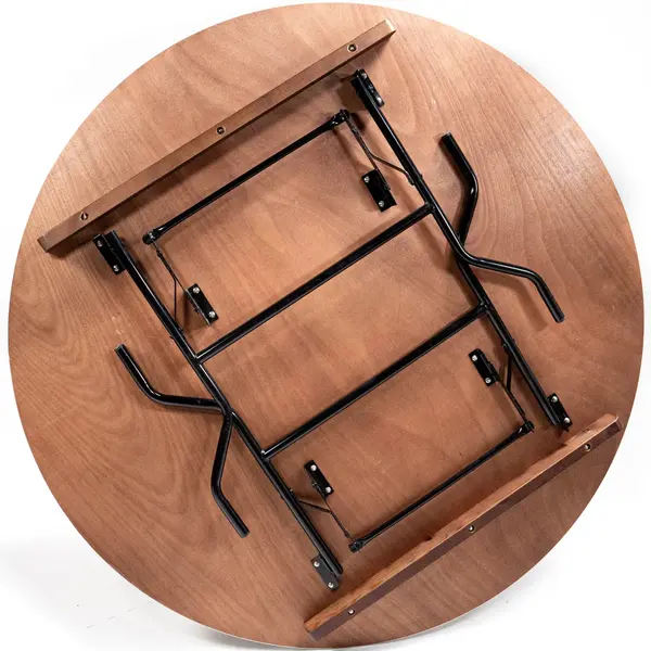 Inklapbare Buffettafel | Hout/Staal | Houten Blad | Zwart Frame | Indoor | Ø1220x760(h)mm