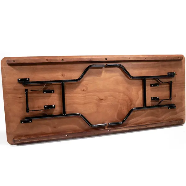 Inklapbare Buffettafel | Hout/Staal | Houten Blad | Zwart Frame | Indoor | 2200x760x760(h)mm
