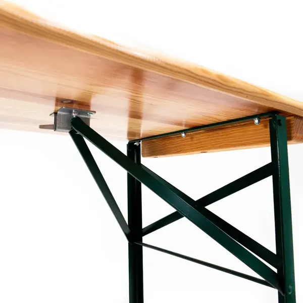 Biertafel | Hout/Staal | Sparren-Grenenhout Blad | Groen Frame | In-/Outdoor | 2200x800x780(h)mm