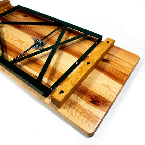 Biertafel | Hout/Staal | Sparren-Grenenhout Blad | Groen Frame | In-/Outdoor | 2200x800x780(h)mm