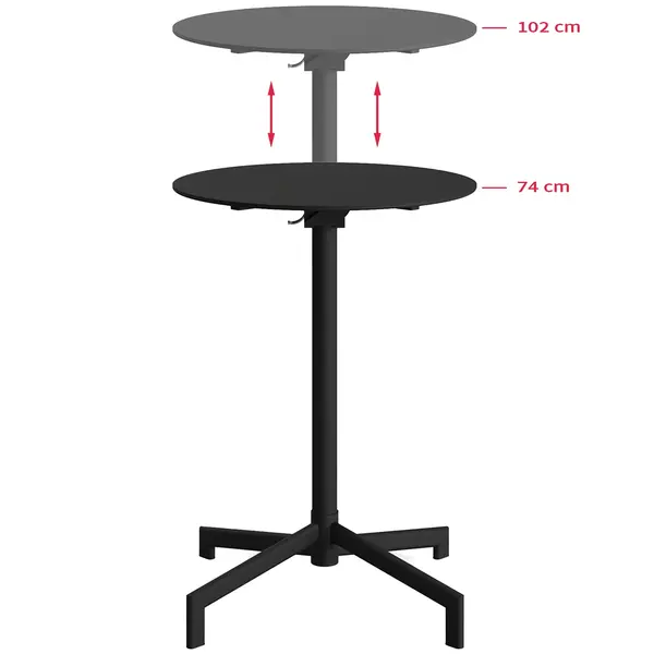 Inklapbare Zit-/Statafel | VERSA | Staal | Zwart | In-/Outdoor | Ø600x740/1020(h)mm