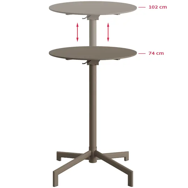 Inklapbare Zit-/Statafel | VERSA | Staal | Cappuccino | In-/Outdoor | Ø600x740/1020(h)mm