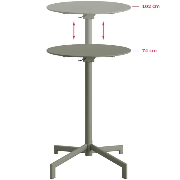Inklapbare Zit-/Statafel | VERSA | Staal | Groen | In-/Outdoor | Ø600x740/1020(h)mm