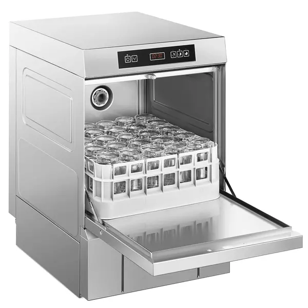 Glazenspoelmachine | ECOLINE | Mand 400x400 | Afvoerpomp | Zeeppomp | Naglanspomp | Ontharder | Breaktank | 230V | 440x555x695(h)mm