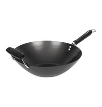 Kitchen Craft Wokpan | Carbonstaal (Antiaanbaklaag) | Div. Warmtebronnen | Platte Bodem | Ø355x150(h)mm 