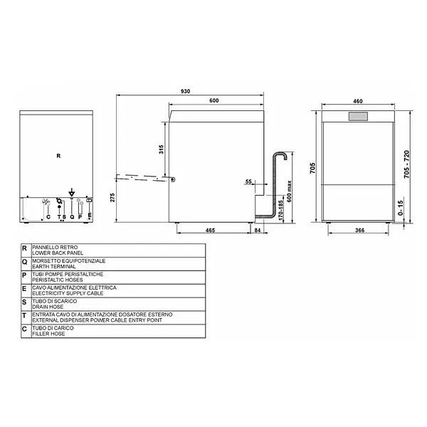 Glazenspoelmachine | EASYLINE | Mand 400x400 | Afvoerpomp | Zeeppomp | Naglanspomp | Ontharder | Breaktank | 400V | Dubbelwandig | 460x600x705(h)mm