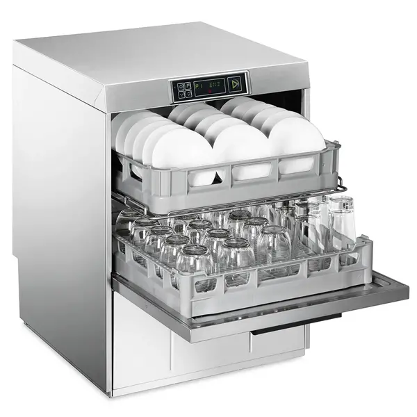 Horeca Vaatwasser | EASYLINE | Mand 2x 500x500 (Dubbele Belading) | Afvoerpomp | Zeeppomp | Naglanspomp | Breaktank | 400V | Dubbelwandig | 600x600x822(h)mm