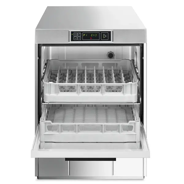 Horeca Vaatwasser | EASYLINE | Mand 2x 500x500 (Dubbele Belading) | Afvoerpomp | Zeeppomp | Naglanspomp | Breaktank | 400V | Dubbelwandig | 600x600x822(h)mm