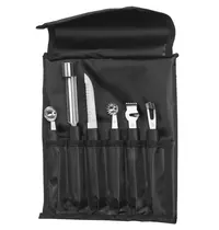 HENDI Decoratiemessenset | RVS | Zwart | 6 Stuks | Incl. Foudraal | 280x100x50(h)mm 