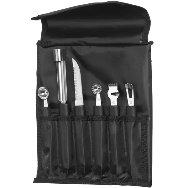 Decoratiemessenset | RVS | Zwart | 6 Stuks | Incl. Foudraal | 280x100x50(h)mm