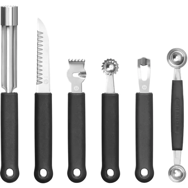 Decoratiemessenset | RVS | Zwart | 6 Stuks | Incl. Foudraal | 280x100x50(h)mm